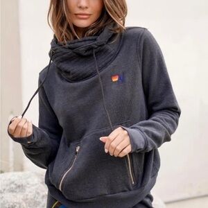 Aviator Nation Dark Gray Cowl Neck Sweater